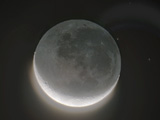 2011.05.06, Światło popielate Księżyca w fazie 12%