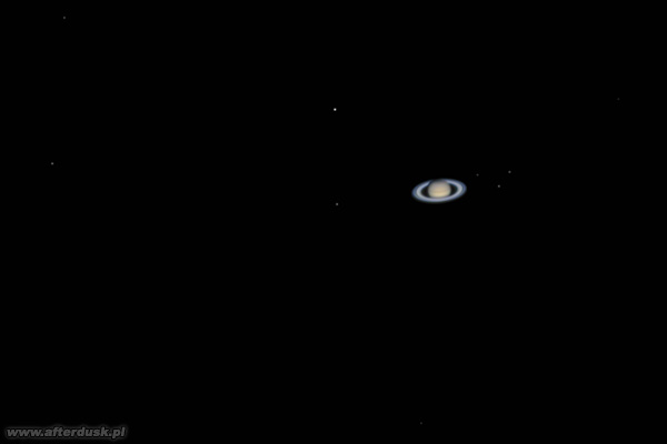 Saturn z księżycami z 16. sierpnia 2019