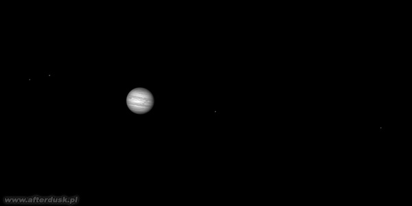 Jowisz z księżycami z 30 lipca 2024 roku