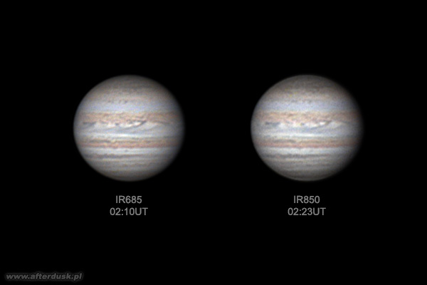 Jowisz z 7 sierpnia 2024 roku, test filtrów IR685 i IR850