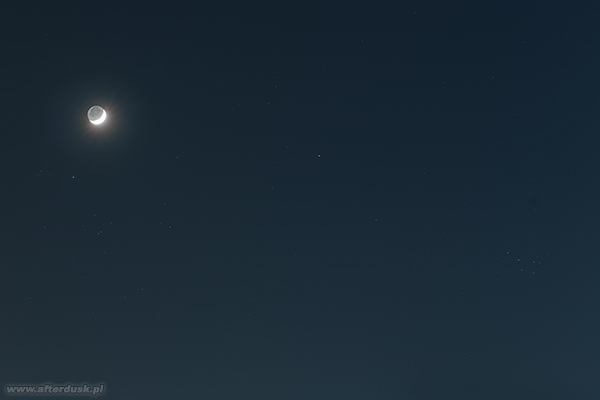 Mars, Księżyc i Plejady 9. kwietnia 2019 roku