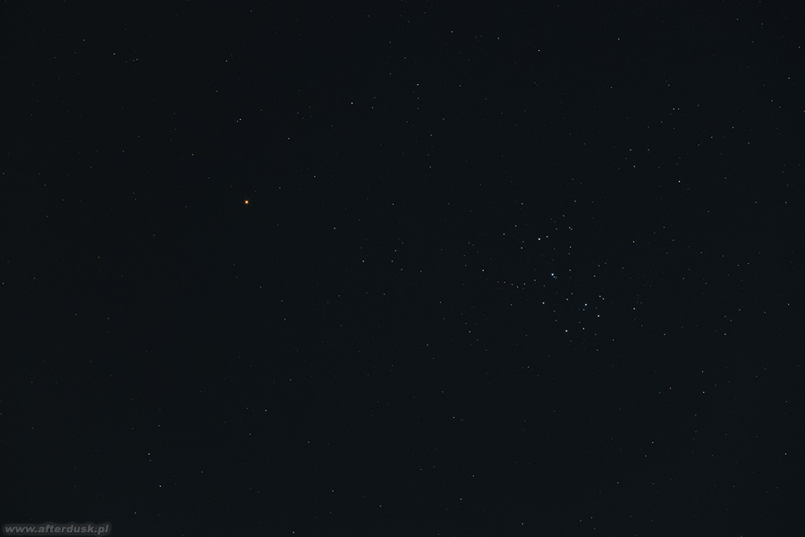 Mars i Plejady 1. kwietnia 2019 roku