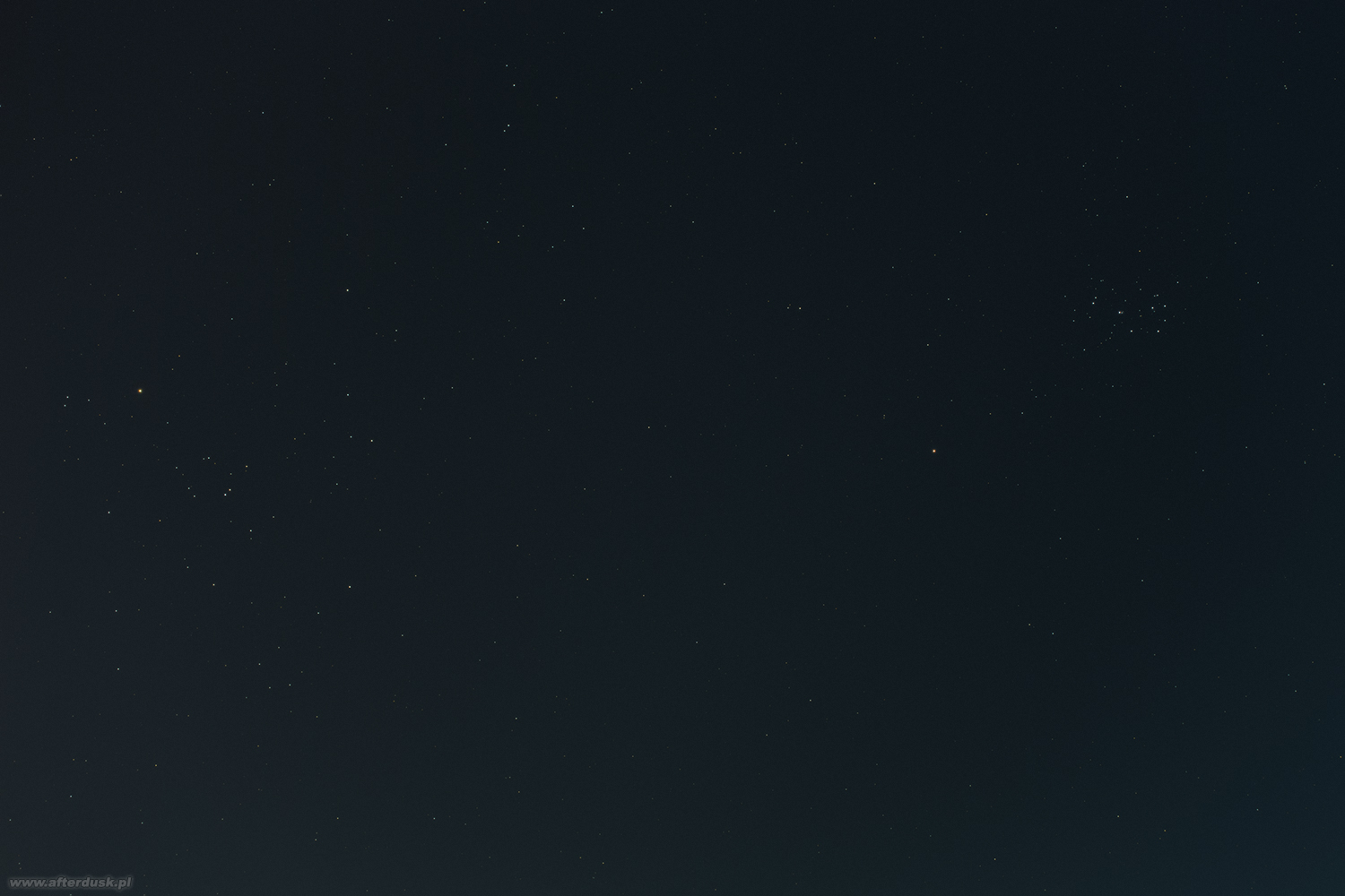 Mars, Plejady i Hiliady 1. kwietnia 2019 roku