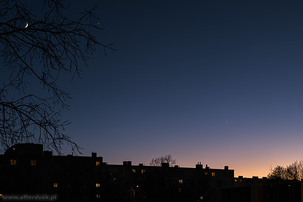 Księżyc, Jowisz, Saturn i Merkury, 2022.01.06