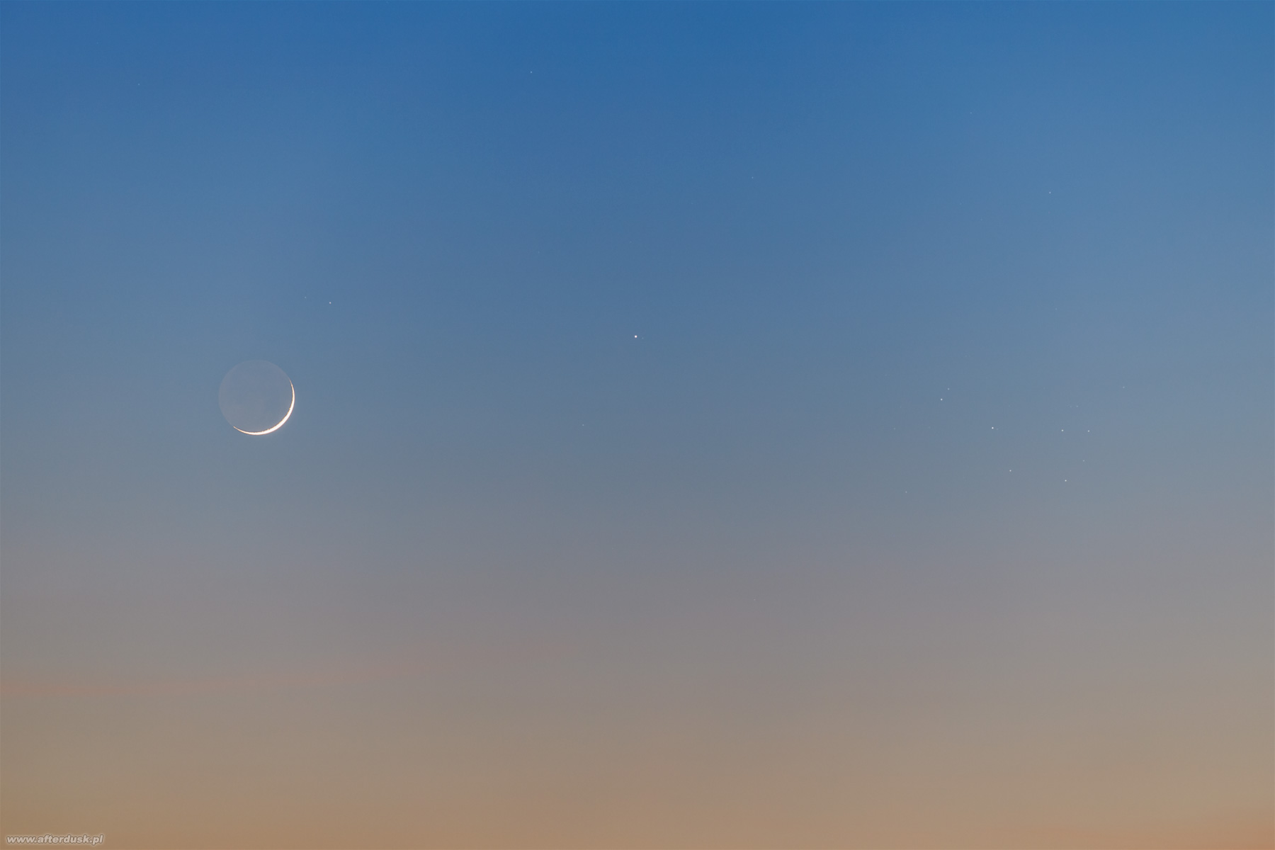 Księżyc, Merkury i Plejady 19:18UT