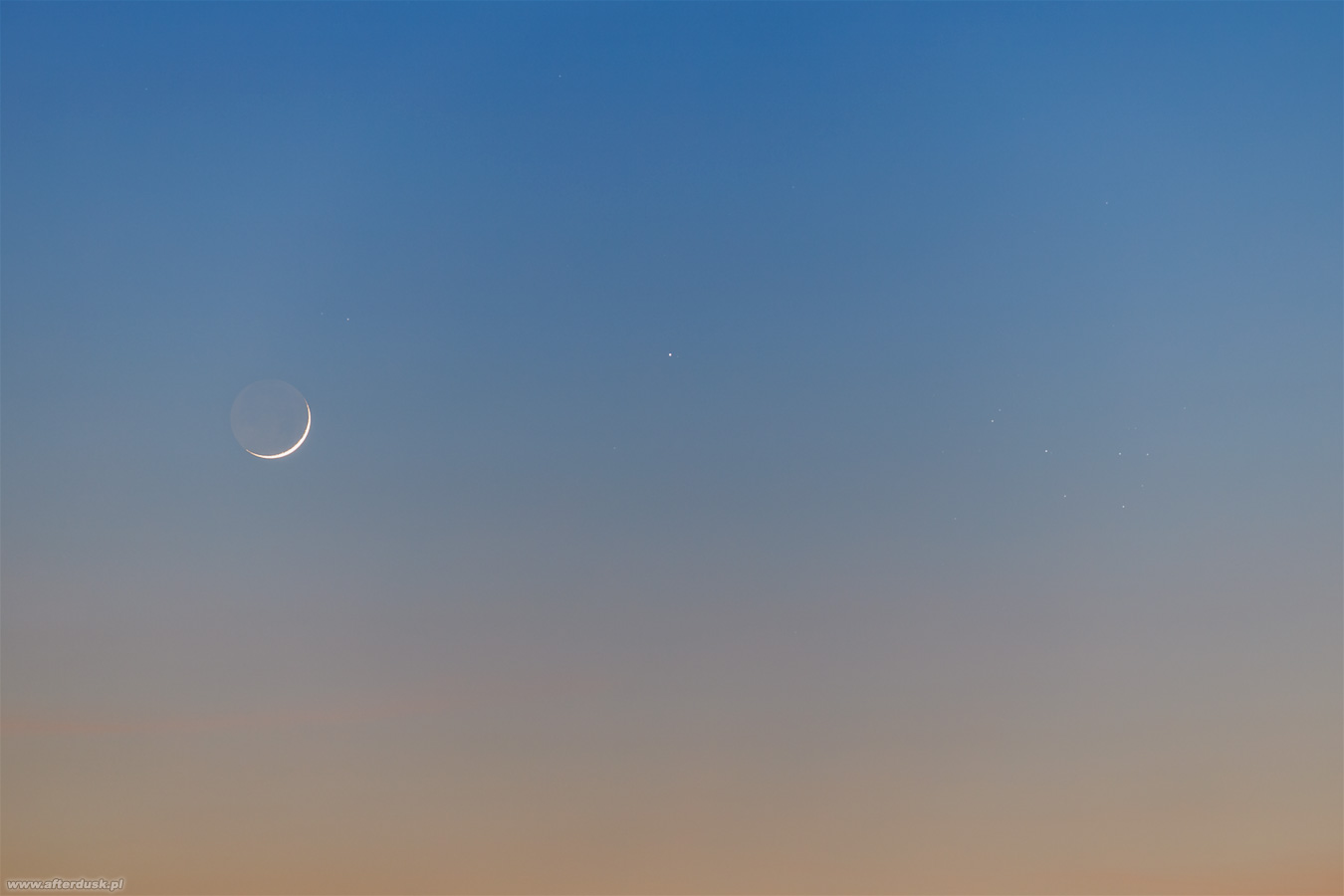 Księżyc, Merkury i Plejady 19:18UT