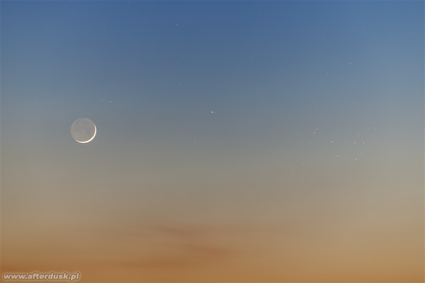 Księżyc, Merkury i Plejady 19:26UT