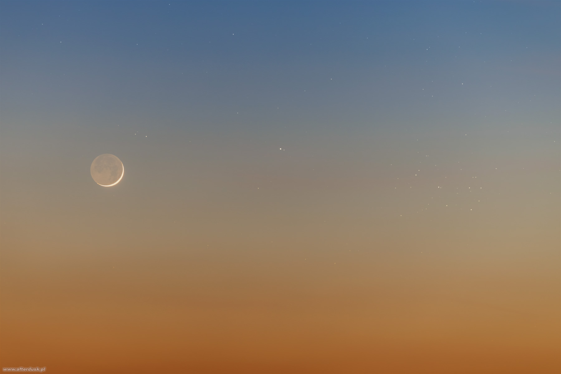 Księżyc, Merkury i Plejady 19:33UT