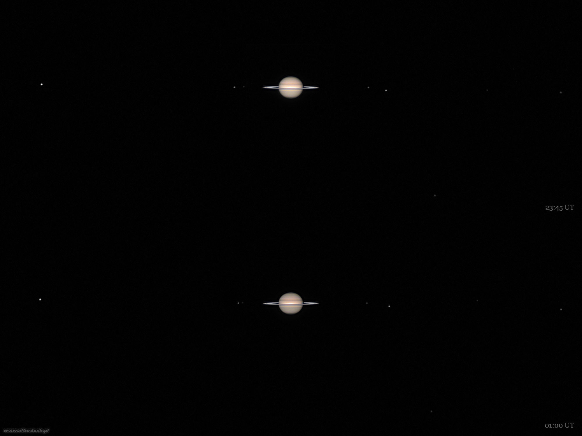 Saturn z księżycami z 12/13 sierpnia 2024roku