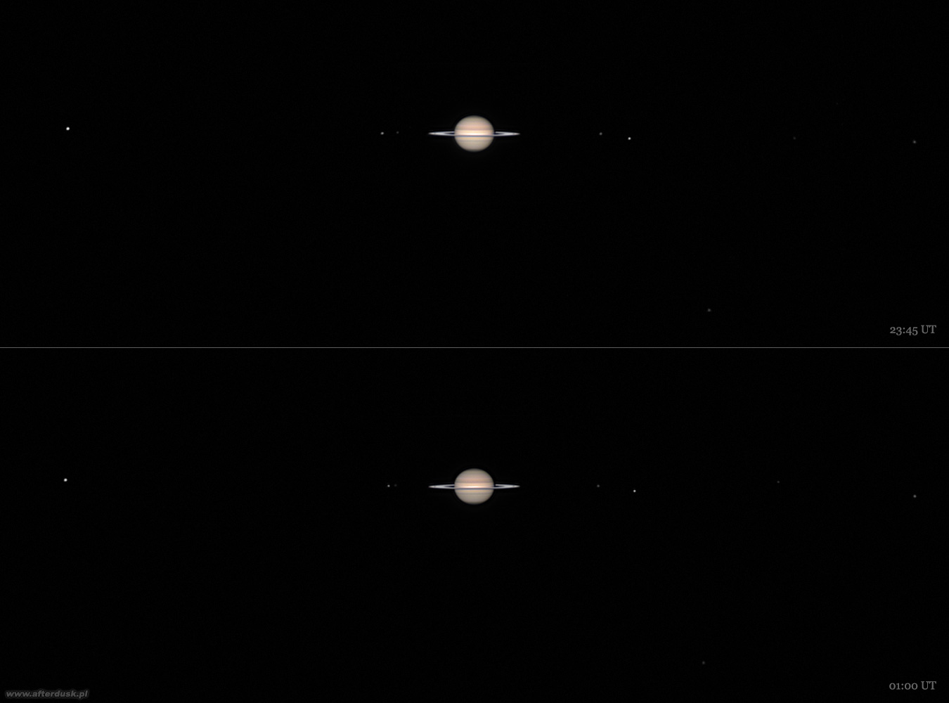 Saturn z księżycami z 12/13 sierpnia 2024roku