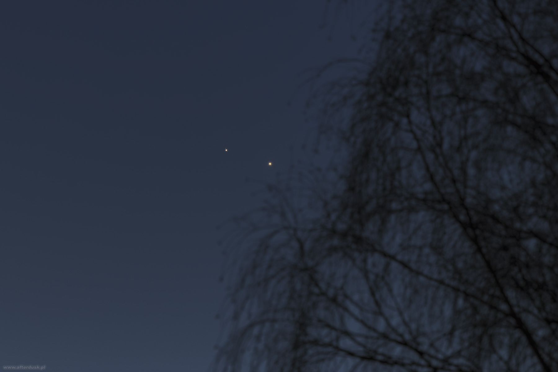 Wenus i Jowisz, 1.03.2023, 17:26UT
