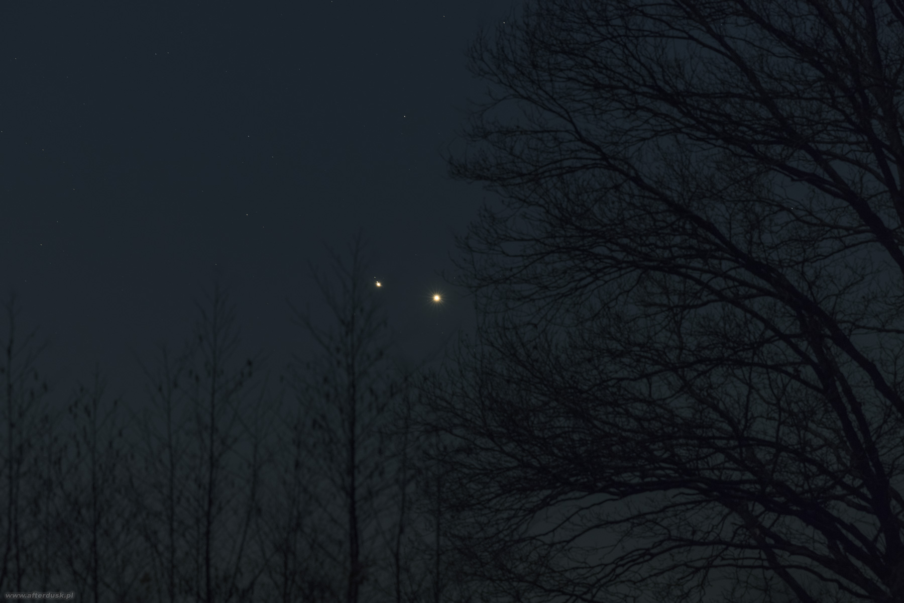 Wenus i Jowisz, 1.03.2023, 18:50UT