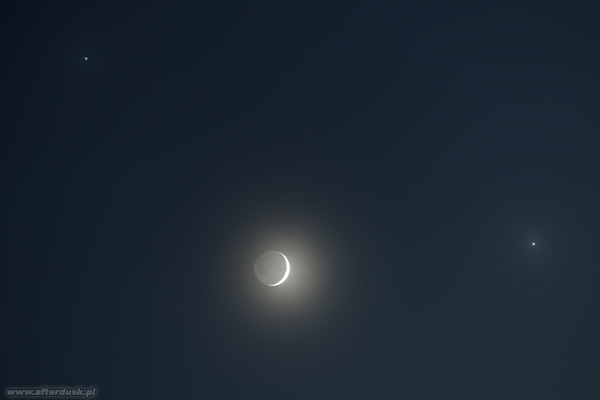 Wenus, Jowisz i Księżyc, 22.02.2023, 17:25UT