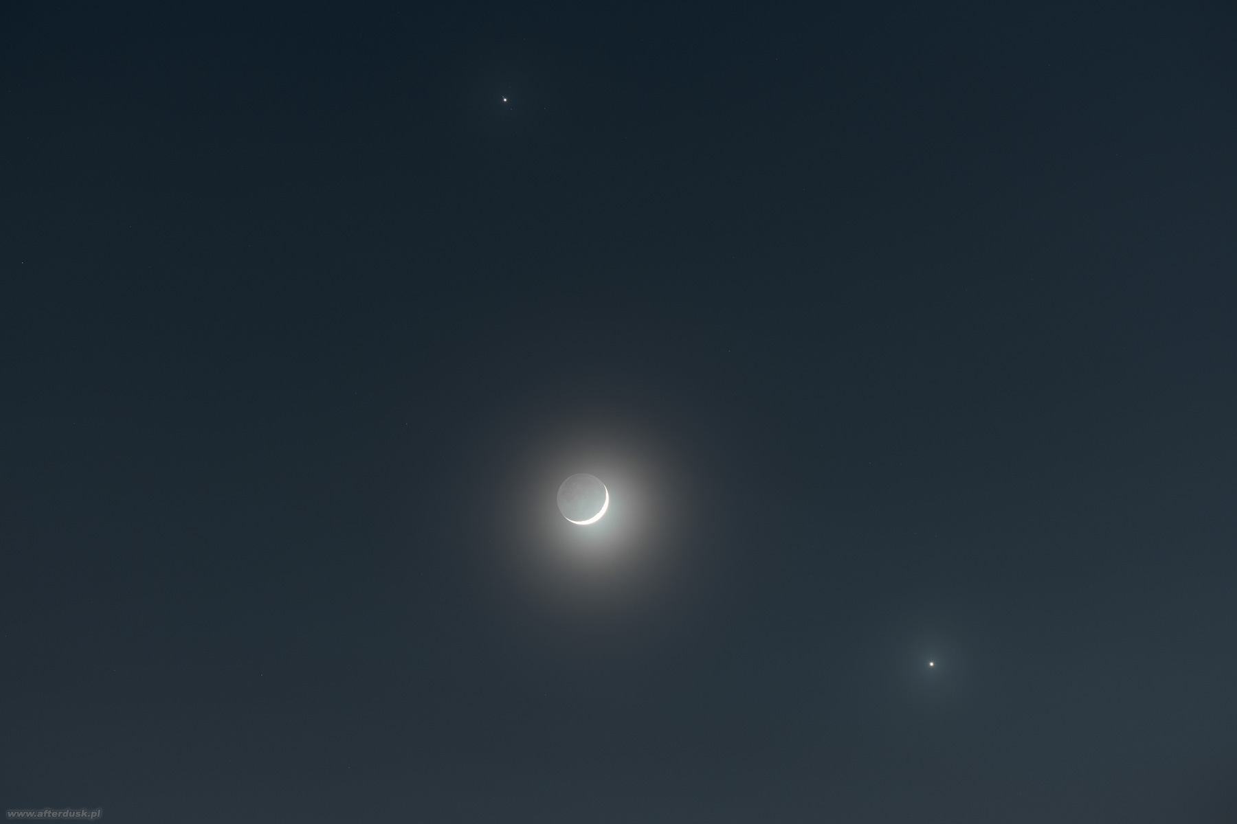 Wenus, Jowisz i Księżyc, 22.02.2023, 17:28UT