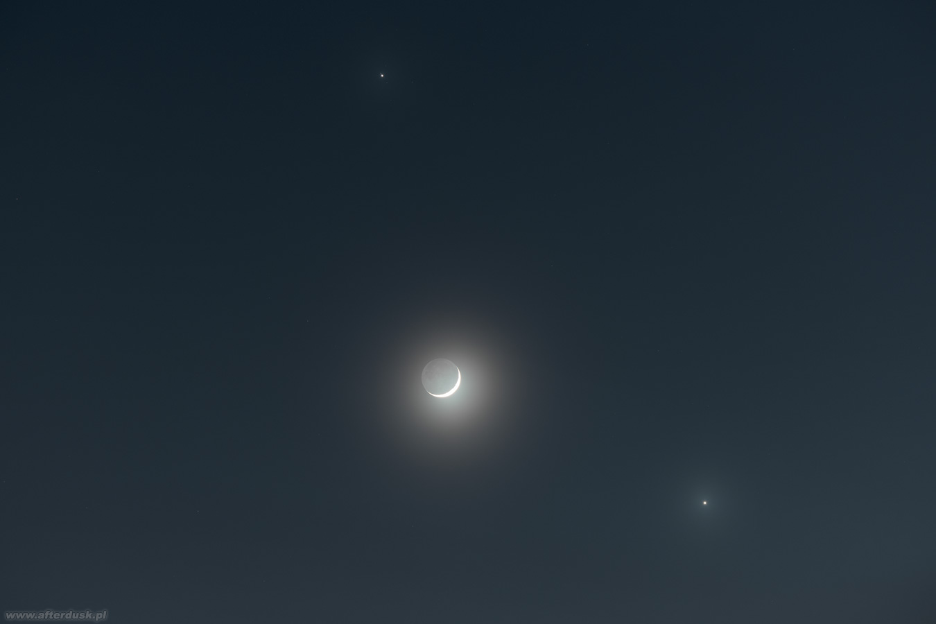 Wenus, Jowisz i Księżyc, 22.02.2023, 17:28UT