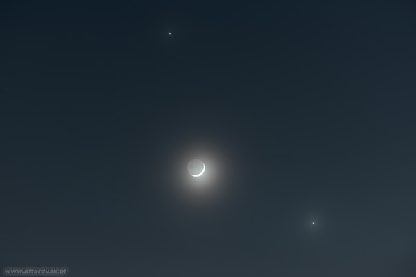 Wenus, Jowisz i Księżyc, 22.02.2023, 17:28UT